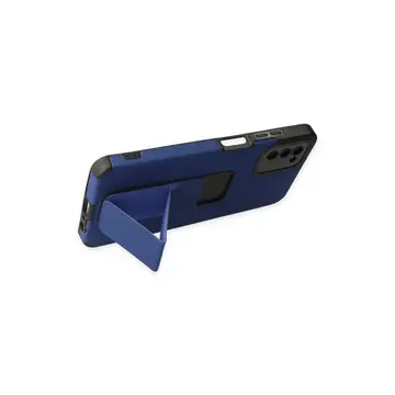 Newface Samsung Galaxy A03s Kılıf Mega Standlı Silikon - Mavi