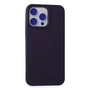 İphone 15 Pro Max Kılıf Nano İçi Kadife Silikon - Mor