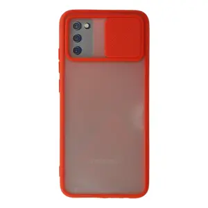 Samsung Galaxy A02s Kılıf Palm Buzlu Kamera Sürgülü Silikon - Kırmızı