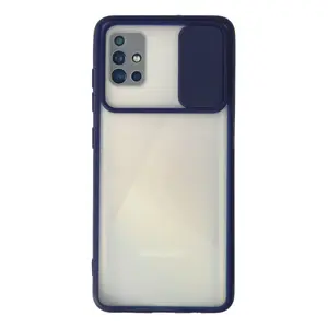Samsung Galaxy A71 Kılıf Palm Buzlu Kamera Sürgülü Silikon - Lacivert