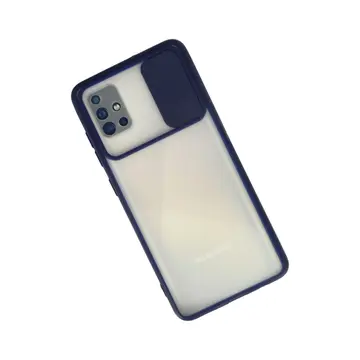Samsung Galaxy A71 Kılıf Palm Buzlu Kamera Sürgülü Silikon - Lacivert