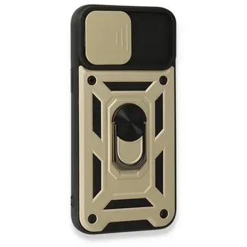 İphone 15 Pro Max Kılıf Pars Lens Yüzüklü Silikon - Gold