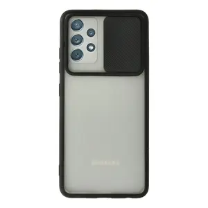 Samsung Galaxy A72 Kılıf Palm Buzlu Kamera Sürgülü Silikon - Siyah