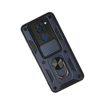 Xiaomi Redmi Note 9 Kılıf Pars Lens Yüzüklü Silikon - Lacivert