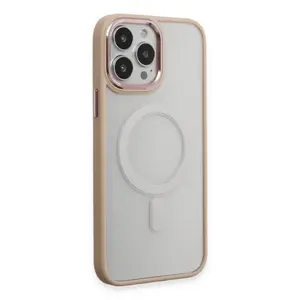 İphone 15 Pro Max Kılıf Room Magneticsafe Silikon - Pudra