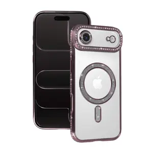 İphone 17 Air Joke Simli Magneticsafe Kılıf - Pembe
