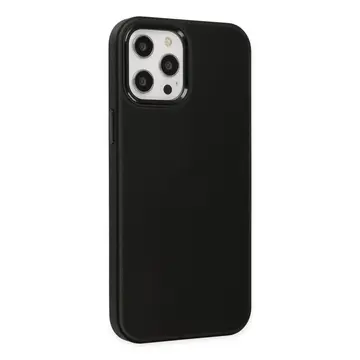 İphone 12 Pro Max Kılıf Asya Deri Silikon - Siyah