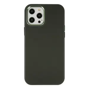 İphone 12 Pro Max Kılıf Asya Deri Silikon - Koyu Yeşil