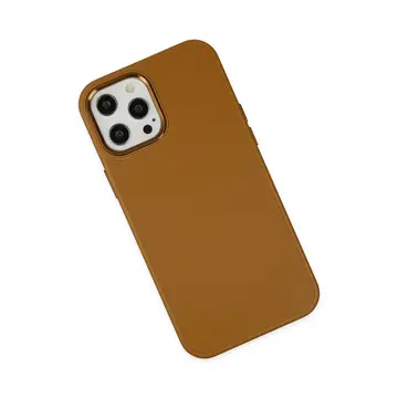 İphone 12 Pro Max Kılıf Asya Deri Silikon - Kahverengi