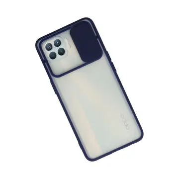 Oppo Reno 4 Lite Kılıf Palm Buzlu Kamera Sürgülü Silikon - Lacivert