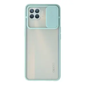 Oppo Reno 4 Lite Kılıf Palm Buzlu Kamera Sürgülü Silikon - Turkuaz