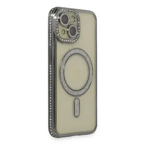 İphone 15 Kılıf Joke Simli Magneticsafe Kılıf - Gri
