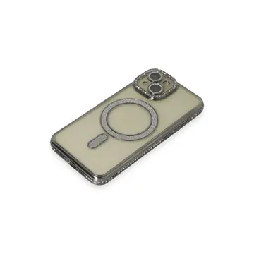 İphone 15 Kılıf Joke Simli Magneticsafe Kılıf - Gri