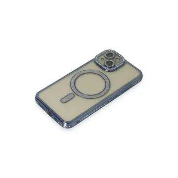 İphone 15 Kılıf Joke Simli Magneticsafe Kılıf - Lacivert