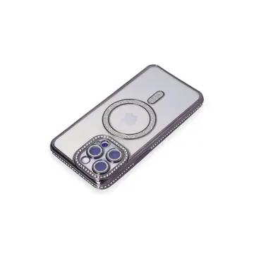 İphone 15 Pro Kılıf Joke Simli Magneticsafe Kılıf - Derin Mor