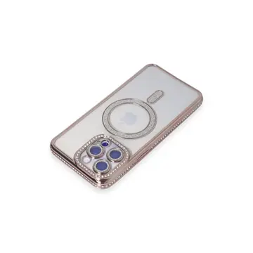 İphone 15 Pro Kılıf Joke Simli Magneticsafe Kılıf - Pembe