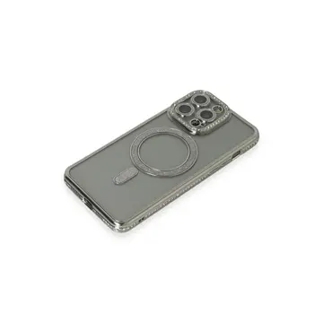 İphone 15 Pro Kılıf Joke Simli Magneticsafe Kılıf - Gri