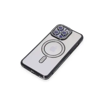 İphone 15 Pro Max Kılıf Joke Simli Magneticsafe Kılıf - Siyah