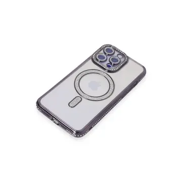 İphone 15 Pro Max Kılıf Joke Simli Magneticsafe Kılıf - Derin Mor