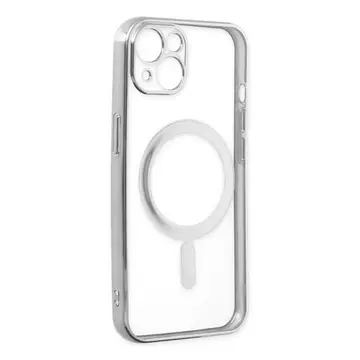 İphone 14 Plus Kılıf Magneticsafe Lazer Silikon - Gümüş