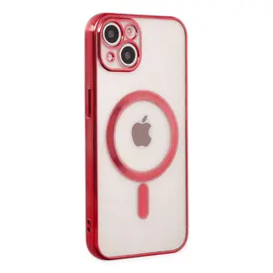 İphone 14 Plus Kılıf Magneticsafe Lazer Silikon - Kırmızı
