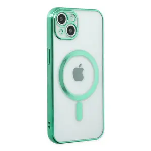 İphone 14 Plus Kılıf Magneticsafe Lazer Silikon - Haki Yeşil