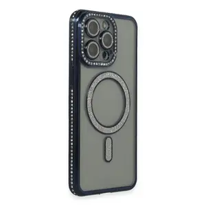 İphone 15 Pro Max Kılıf Joke Simli Magneticsafe Kılıf - Lacivert