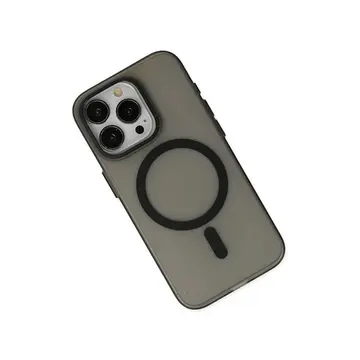 İphone 15 Pro Kılıf Lodos Magneticsafe Mat Kapak - Siyah