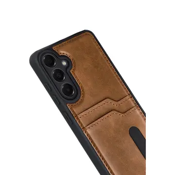 Samsung Galaxy A17 5g Sara Kartvizitli Deri Kılıf - Taba