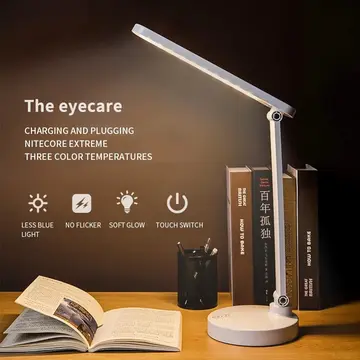 Şarjlı 40 Led Çalışma Okuma Işığı Kademeli Masa Lambası Ayarlanabilir Renk Tonu Ve Parlaklık