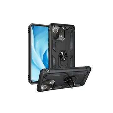 Xiaomi Mi 11 Lite Kılıf Sofya Yüzüklü Silikon Kapak - Siyah