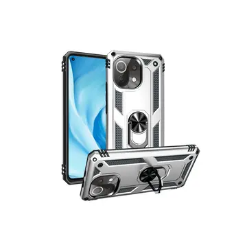Xiaomi Mi 11 Lite Kılıf Sofya Yüzüklü Silikon Kapak - Gümüş