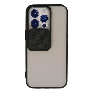 İphone 13 Pro Kılıf Palm Buzlu Kamera Sürgülü Silikon - Siyah