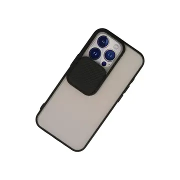 İphone 13 Pro Kılıf Palm Buzlu Kamera Sürgülü Silikon - Siyah