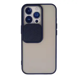 İphone 13 Pro Kılıf Palm Buzlu Kamera Sürgülü Silikon - Lacivert