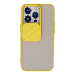 İphone 13 Pro Kılıf Palm Buzlu Kamera Sürgülü Silikon - Sarı
