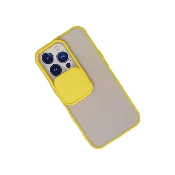 İphone 13 Pro Kılıf Palm Buzlu Kamera Sürgülü Silikon - Sarı