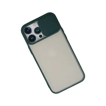 İphone 13 Pro Max Kılıf Palm Buzlu Kamera Sürgülü Silikon - Yeşil