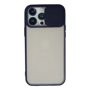 İphone 13 Pro Max Kılıf Palm Buzlu Kamera Sürgülü Silikon - Lacivert