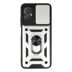 Xiaomi Poco M5 Kılıf Pars Lens Yüzüklü Silikon - Gümüş