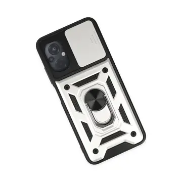 Xiaomi Poco M5 Kılıf Pars Lens Yüzüklü Silikon - Gümüş