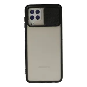 Samsung Galaxy A22 Kılıf Palm Buzlu Kamera Sürgülü Silikon - Siyah