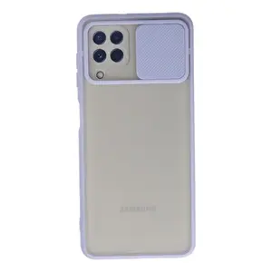 Samsung Galaxy A22 Kılıf Palm Buzlu Kamera Sürgülü Silikon - Lila