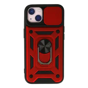 İphone 13 Kılıf Pars Lens Yüzüklü Silikon - Kırmızı