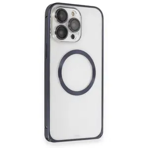 Joko  İphone 15 Pro Max Kılıf Metal Bumper Magneticsafe Kapak - Lacivert