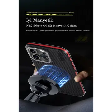 Joko  İphone 15 Pro Kılıf Aramid 600d Kevlar Karbon Fiber Magsafe Kapak - Lacivert