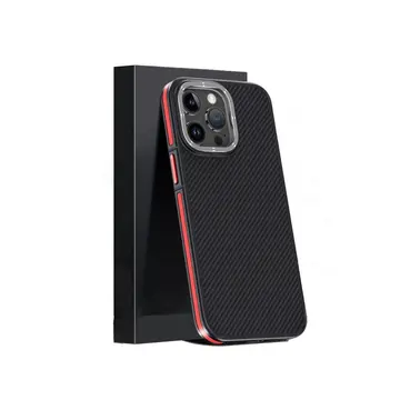 Joko  İphone 15 Pro Kılıf Aramid 600d Kevlar Karbon Fiber Magsafe Kapak - Kırmızı