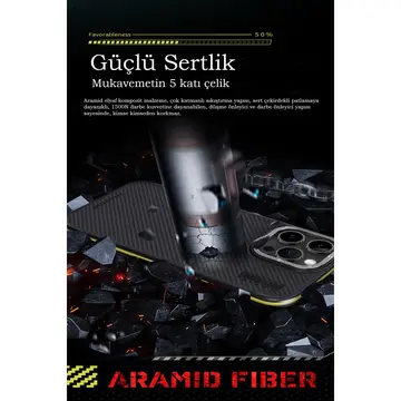 Joko  İphone 15 Pro Kılıf Aramid 600d Kevlar Karbon Fiber Magsafe Kapak - Kırmızı