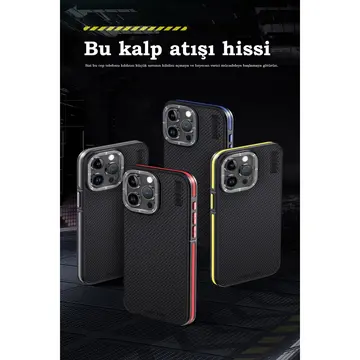 Joko  İphone 15 Pro Kılıf Aramid 600d Kevlar Karbon Fiber Magsafe Kapak - Sarı