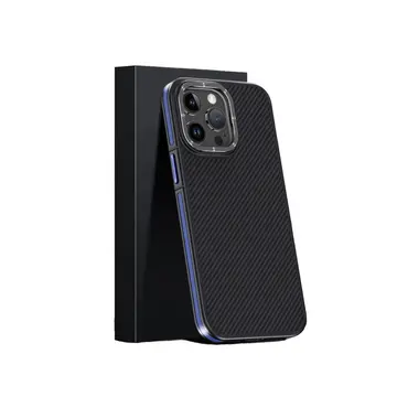 Joko  İphone 15 Pro Max Kılıf Aramid 600d Kevlar Karbon Fiber Magsafe Kapak - Lacivert